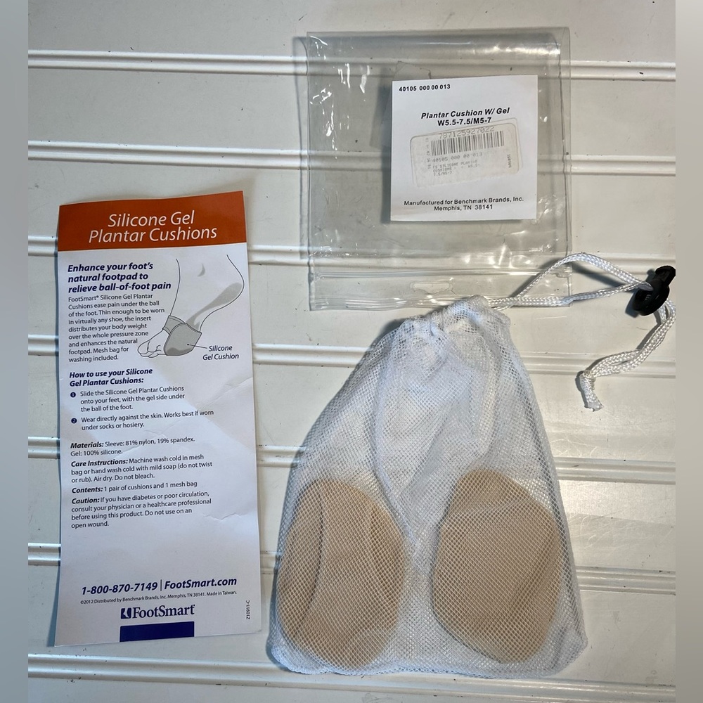 FootSmart Silicone Gel Plantar Cushions Beige 1 Pair Ladies Size 5-7 New